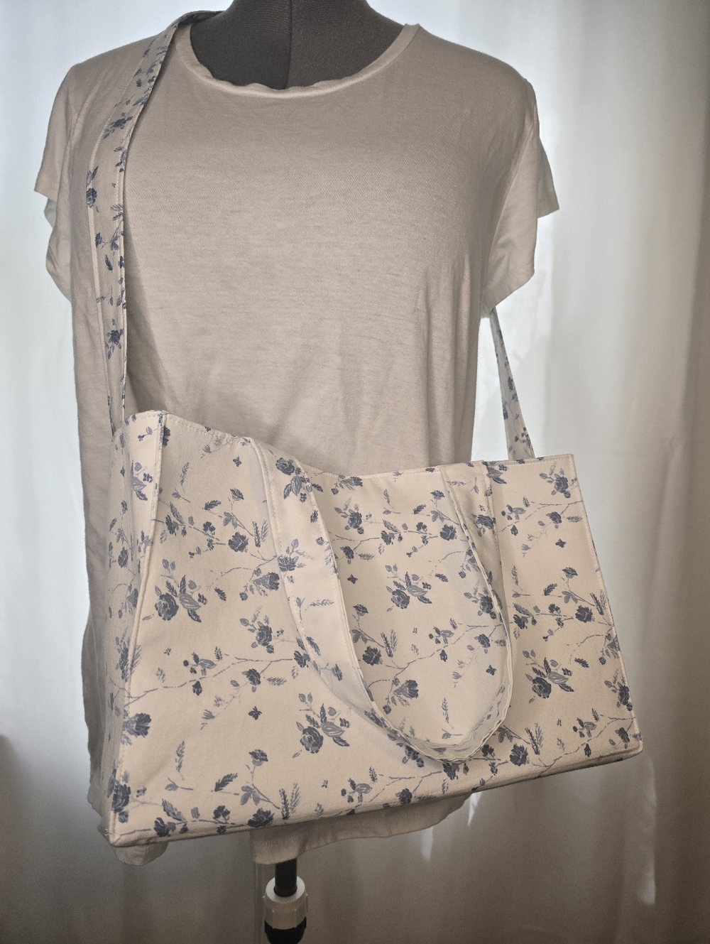 Cotton Blue Floral Tote